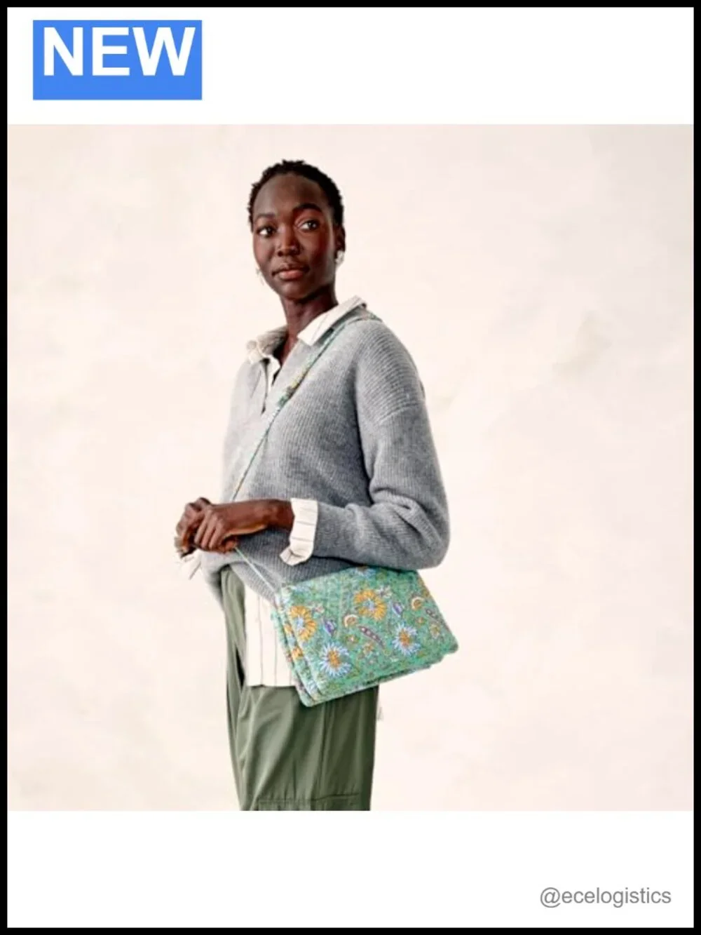 Vera Bradley Premium Cotton Foxbury Crossbody Bag Quilted Cotton Adjustable